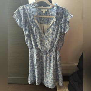 Loveshackfancy inspired blue and white summer dress